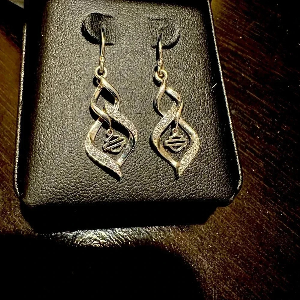 Harley Davidson swirl dangle earrings